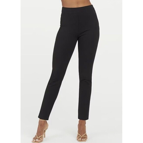 SPANX On-the-Go Ankle Slim Straight Pants Women 2X Black Pull On Chino Classic - Picture 1 of 11